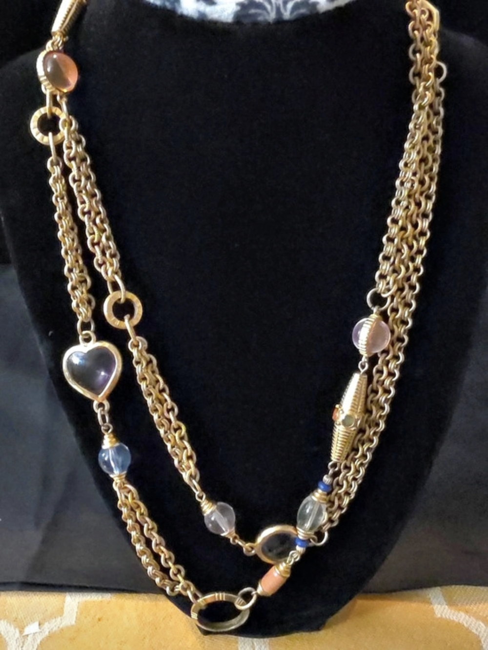 Liz Claiborne Layered Heart Pendant Necklace in Gold